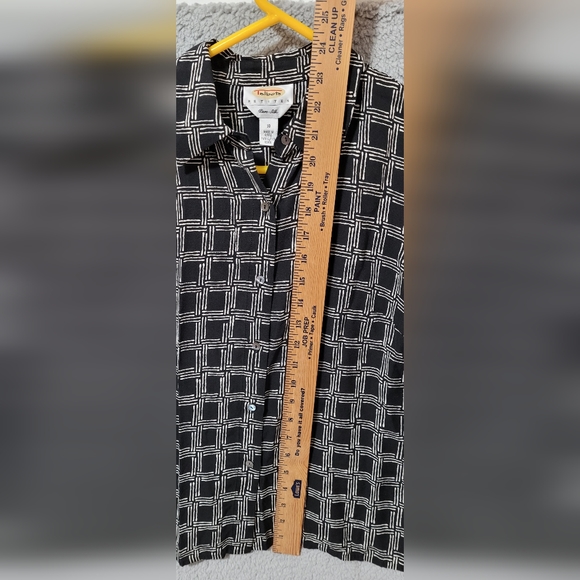 Talbots Petites Pure Silk Black & White Square Button up Shirt Size 10 - Picture 5 of 7